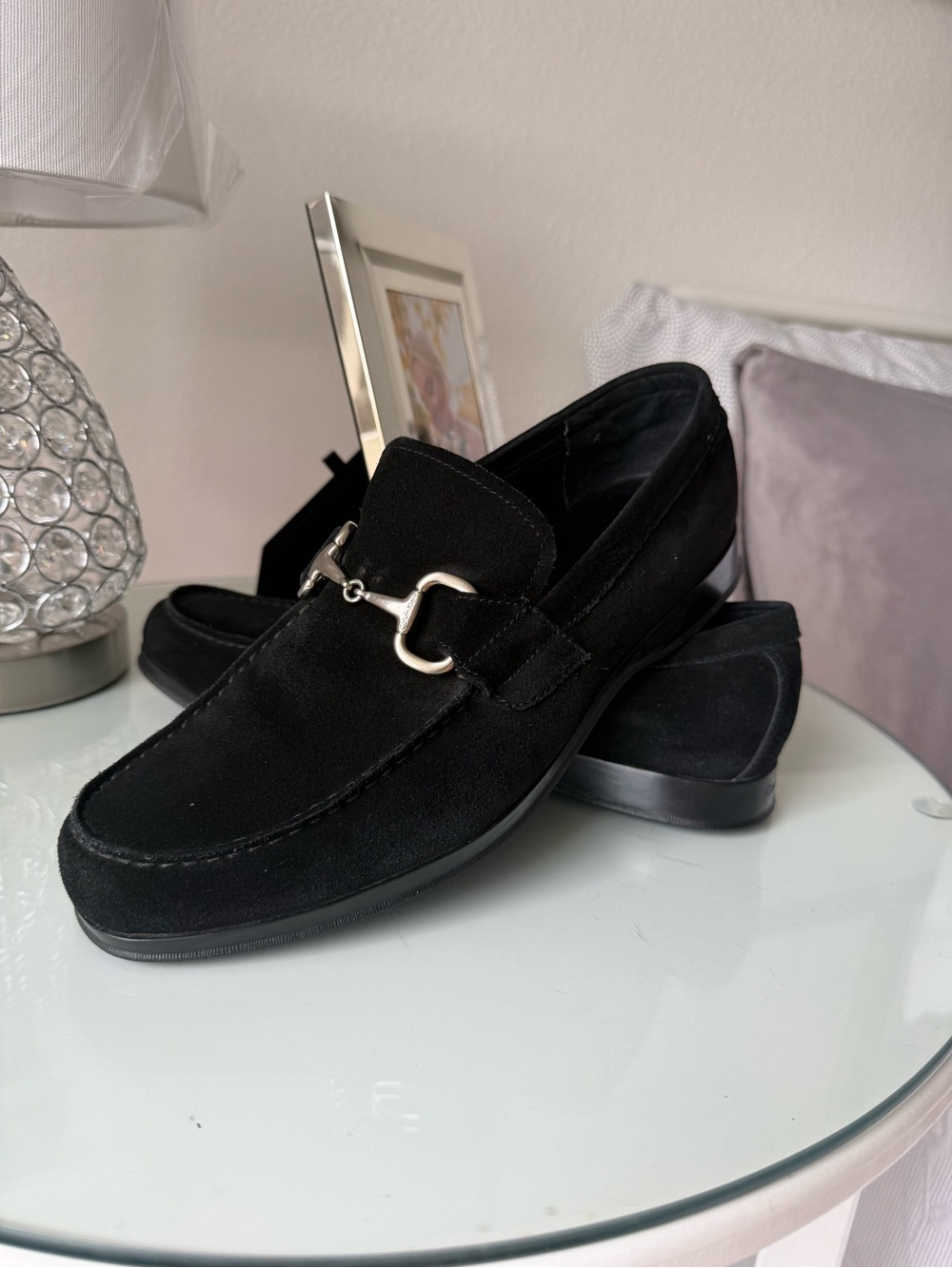 Calvin Klein Black Suede Bit-Detail Loafers